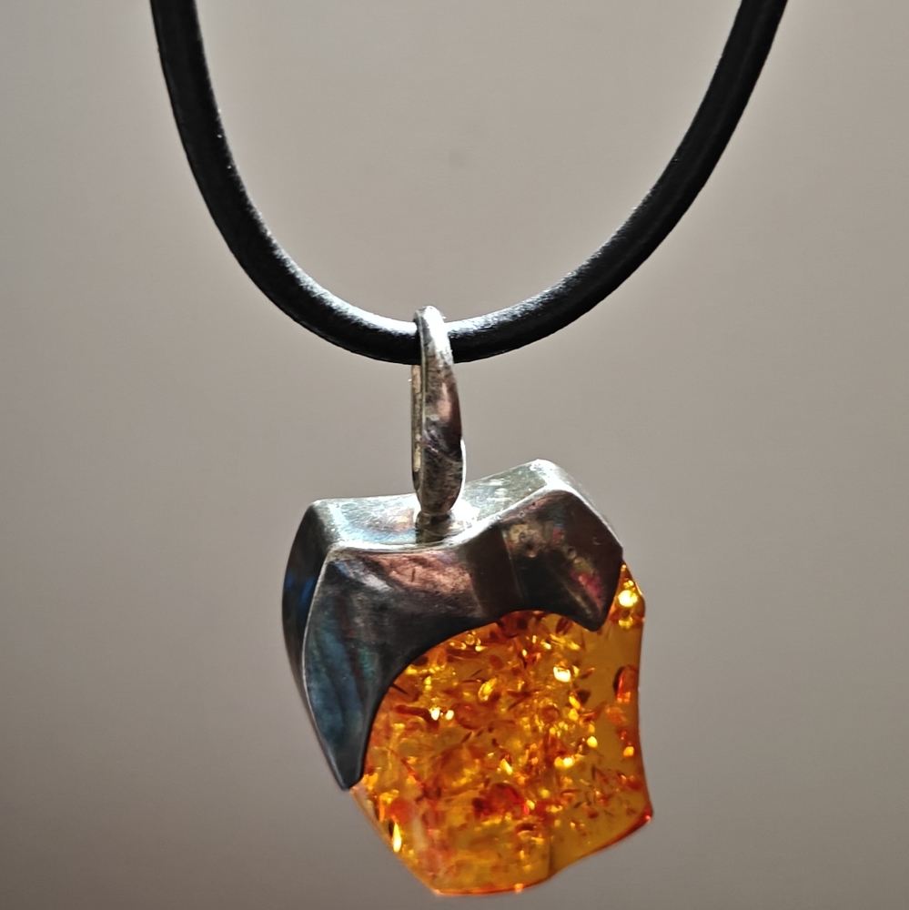Genuine Baltic Amber Pendant Necklace